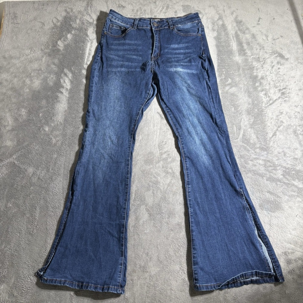 Bamboo Jeans Womens Open Flare Jeans Dark Blue Wash 15 Made In USA